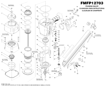 Default Diagram and Parts List for FMFP12703 Type 0 Black and Decker Nailer